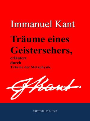 cover image of Träume eines Geistersehers, erläutert durch Träume der Metaphysik